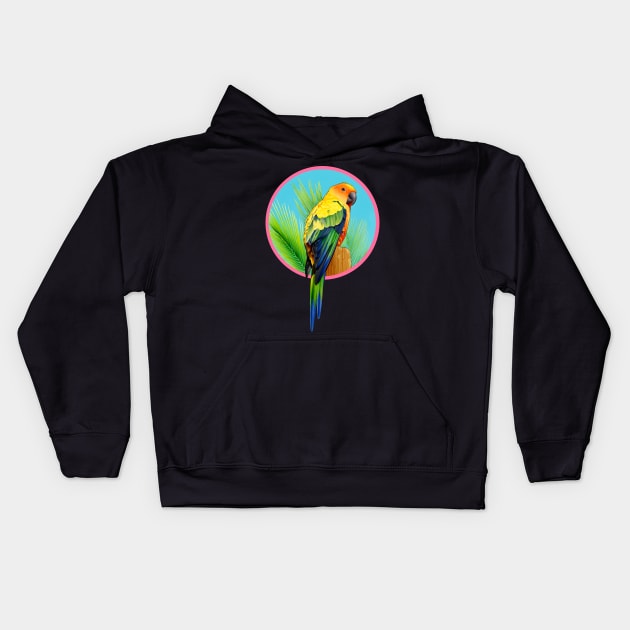 Sun Conure Kids Hoodie by NelidaZubia